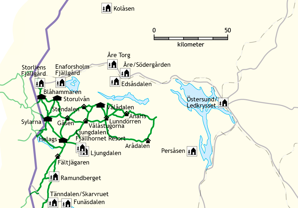 web of hiking trails in Jamtland
