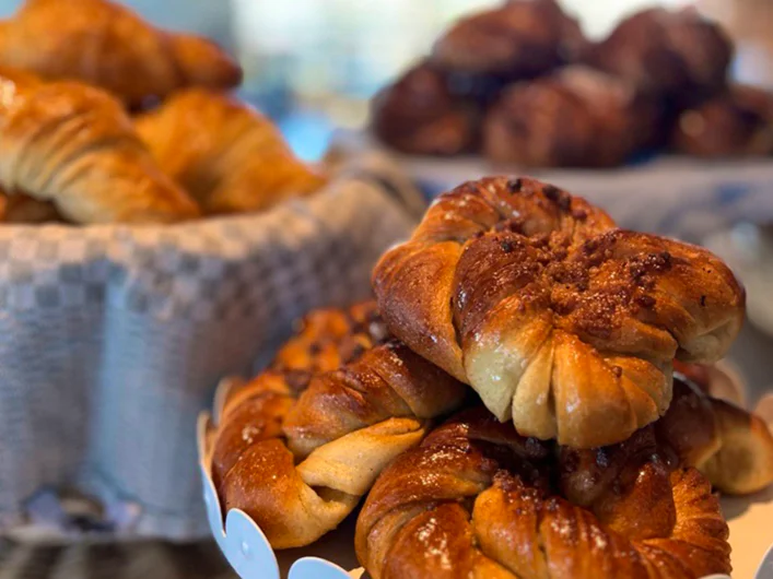 Cinnamon buns and sweets at Aurora Sky Station in Abisko.
