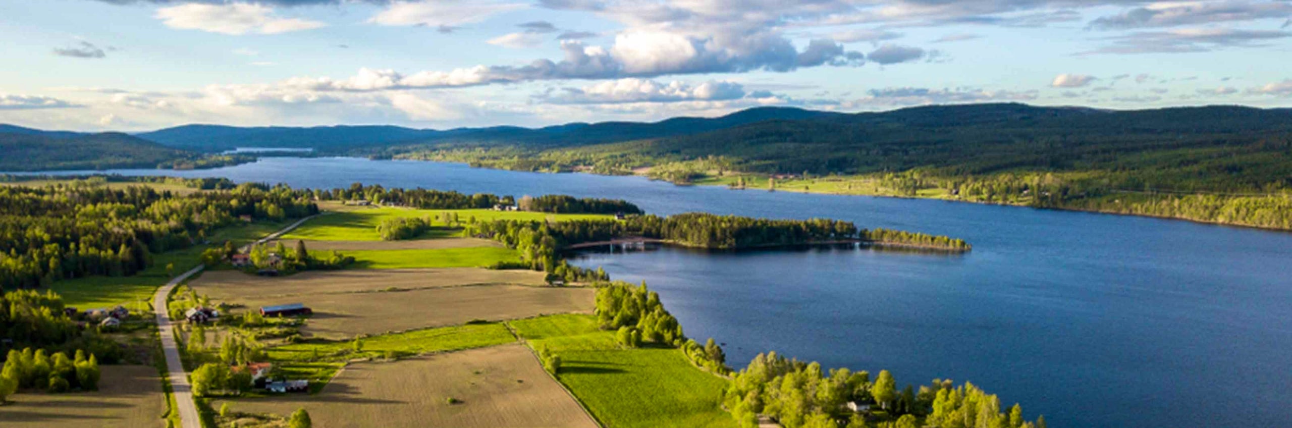 View over Ljusnan river and the surrounding green landscape