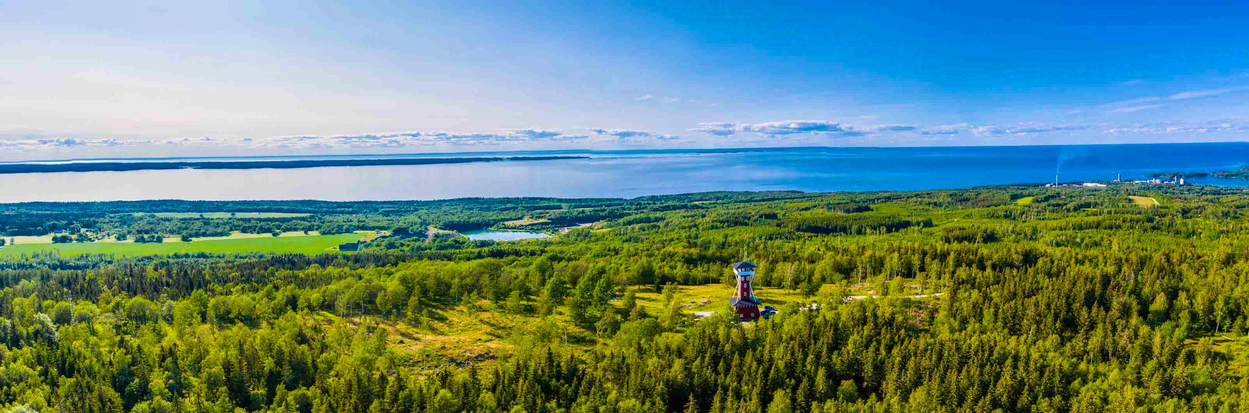 View of Lake Vänern and the green landscape from Kinnekulle