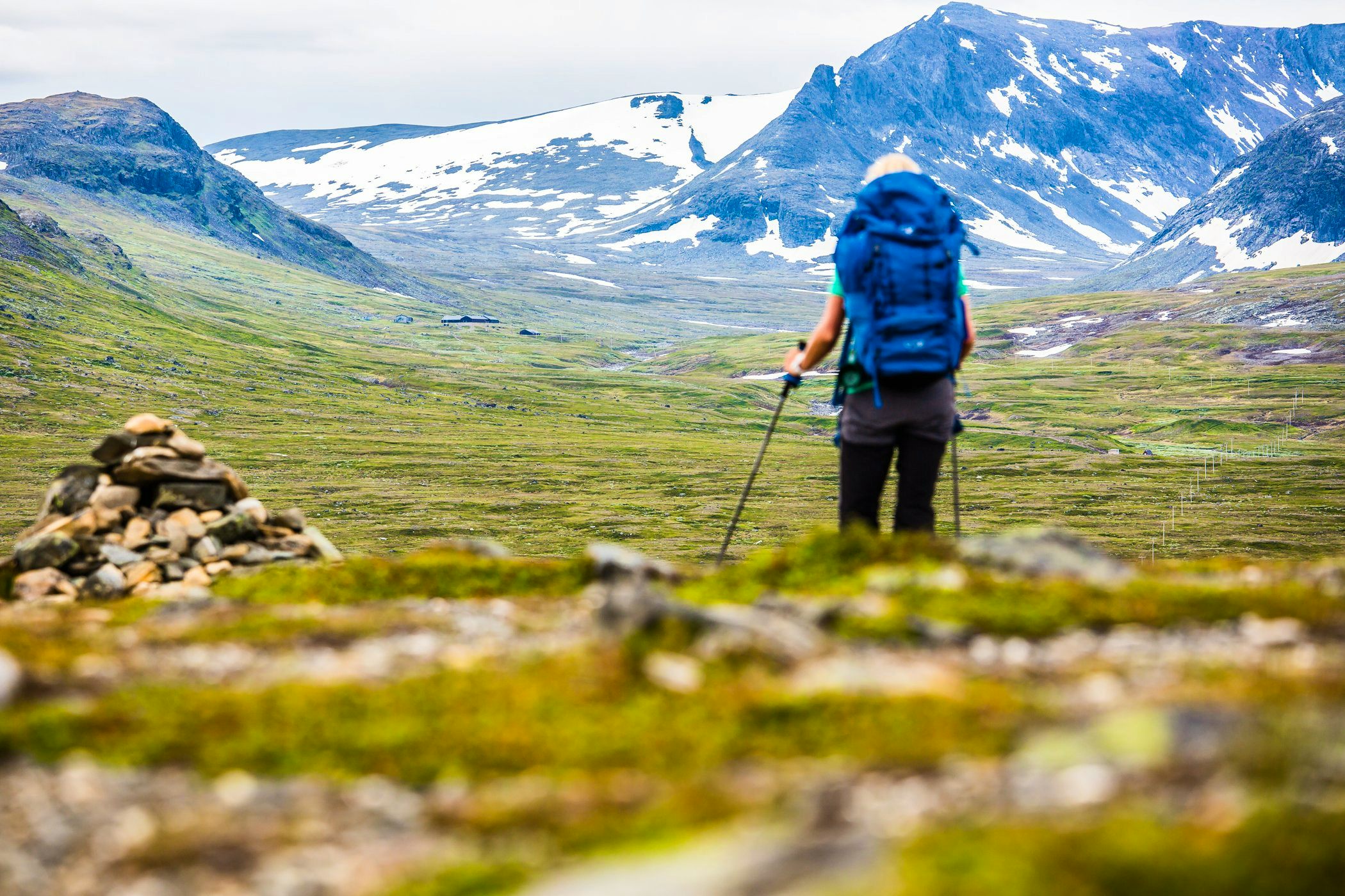 Hiker looking at the mountains.