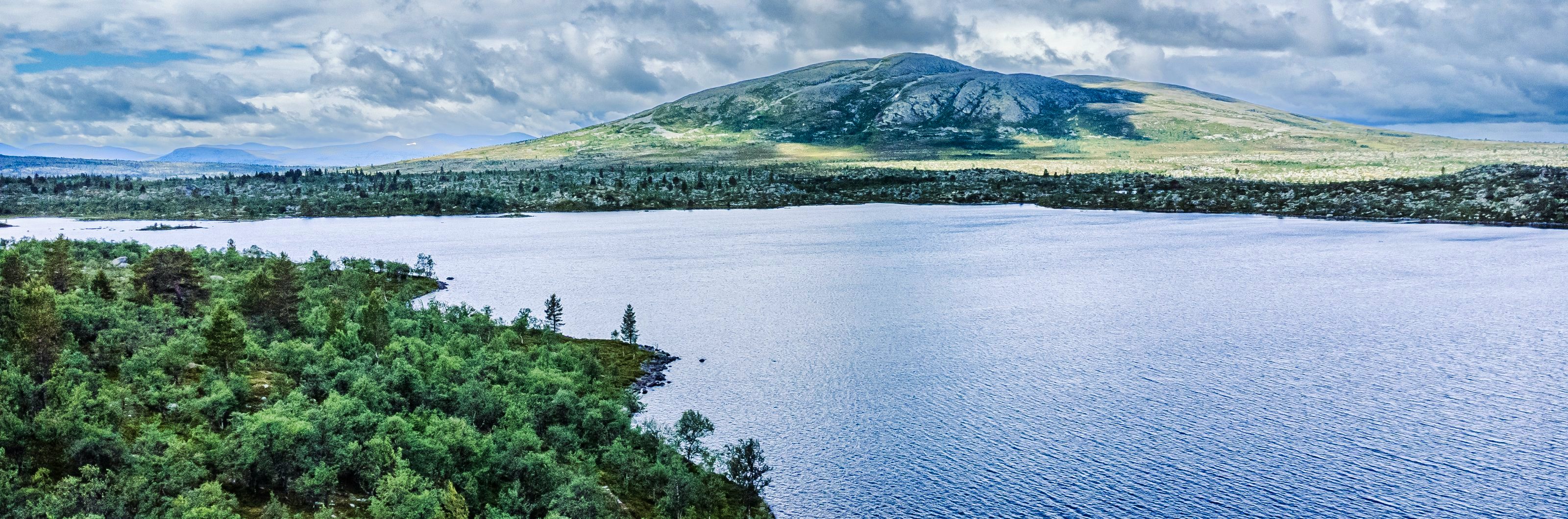 A lake and forest in the mountains of Rogen.