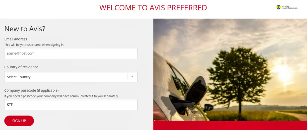 Instruction on how to use a discount code with Avis.