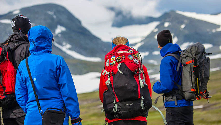 A group on a guided mountain hike.