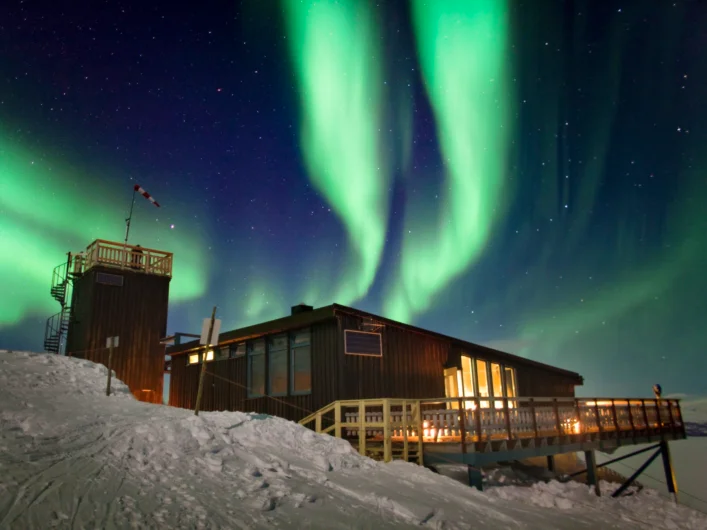 Northern lights over Aurora Sky Station.